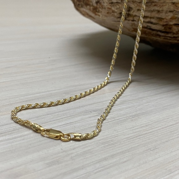 14K Gold Rope Chain • Diamond Cut Rope Chain • Real Silver • Men Chain •… - Picture 8 of 13